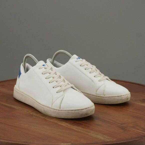 Thousand Fell Womens Vegan Lace Up Sneakers Size 8 White Midnight Blue - Picture 2 of 12